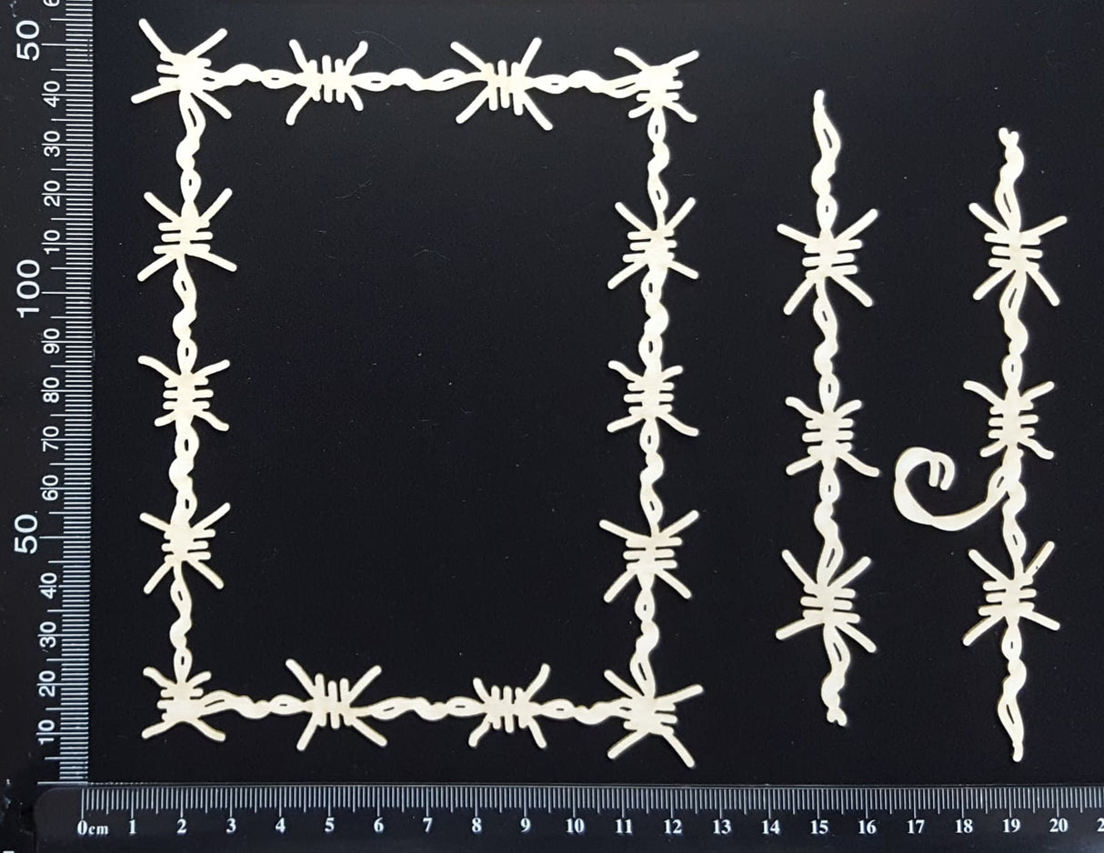 Barbed Wire Frame Set - G - White Chipboard