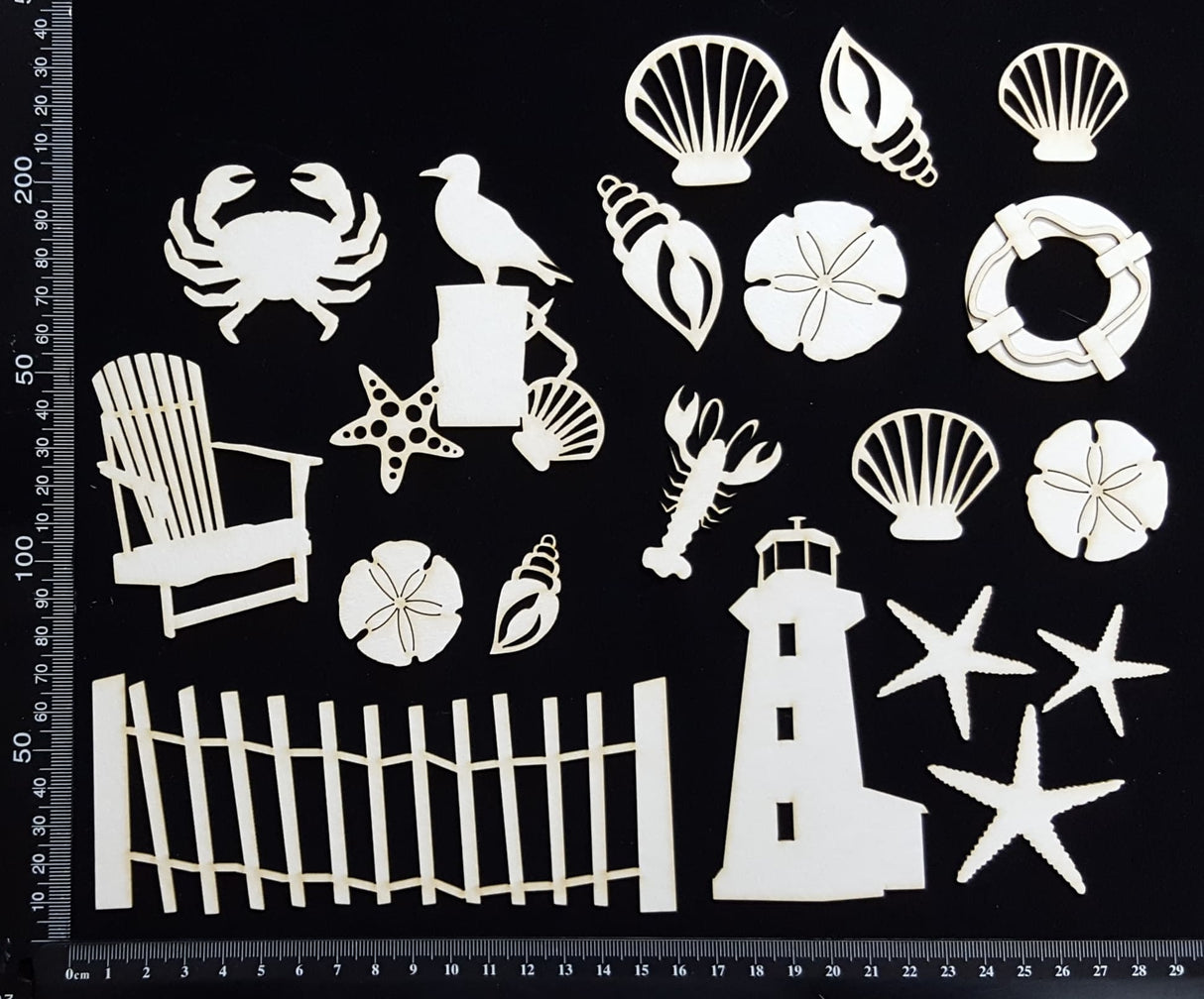 Beach Elements Set - A - White Chipboard