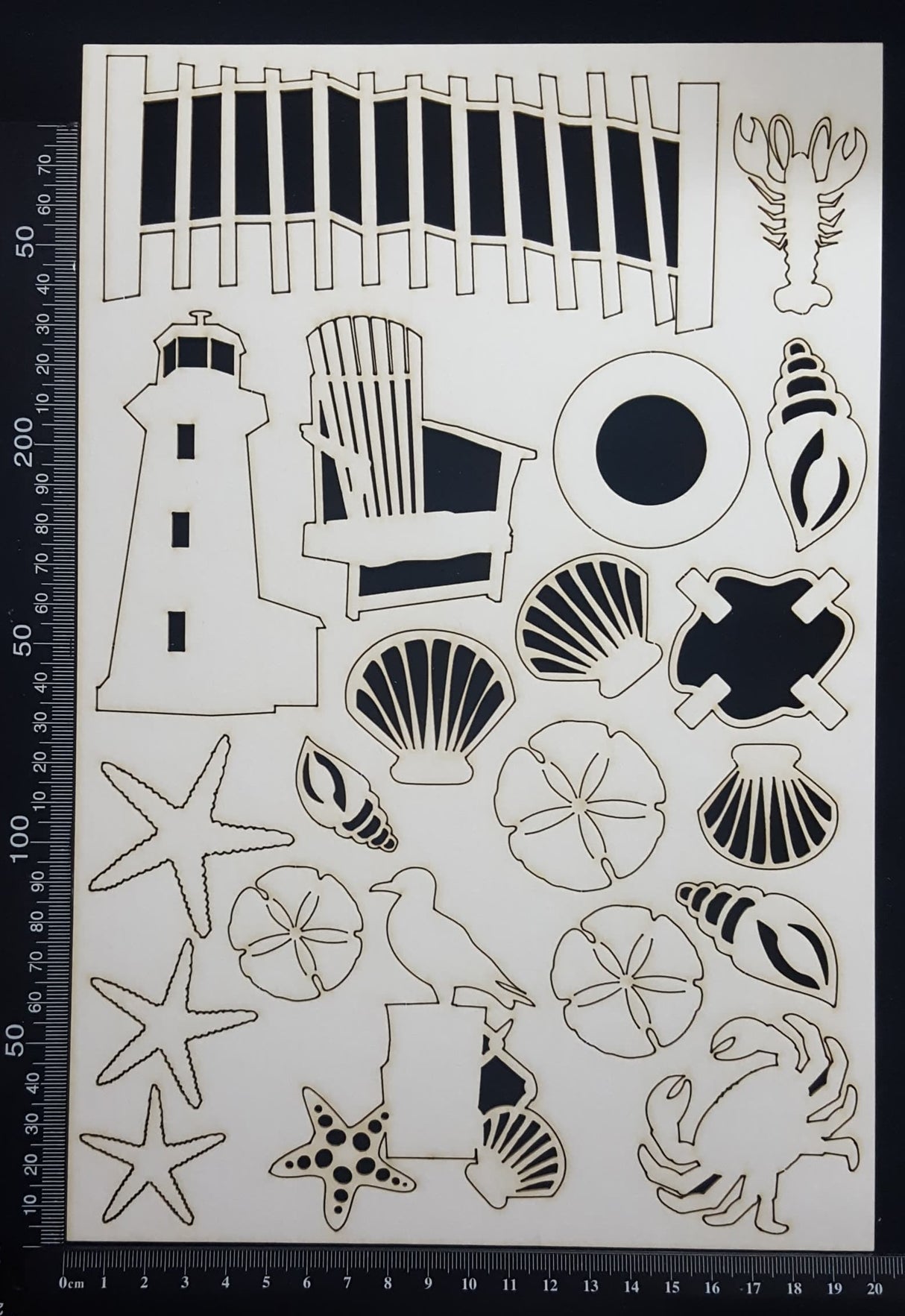 Beach Elements Set - A - White Chipboard