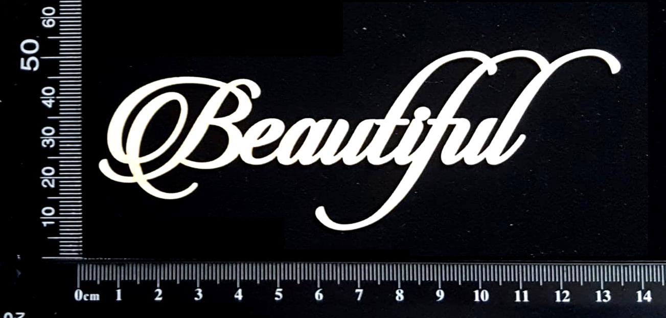 Sandscript Word - Beautiful - White Chipboard