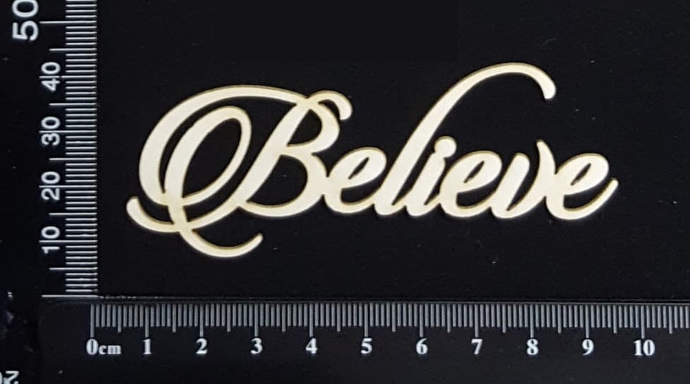 Sandscript Word - Believe - White Chipboard