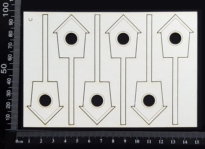 Birdhouse Set - C - Small - White Chipboard