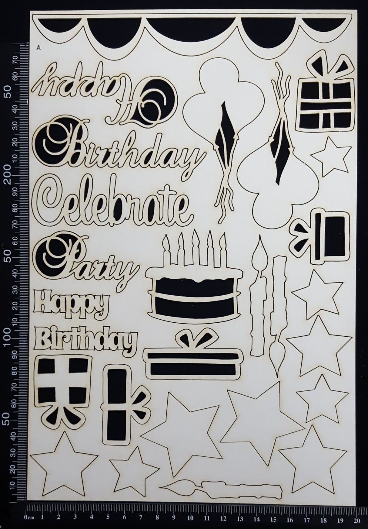 Birthday Elements - Set A - White Chipboard