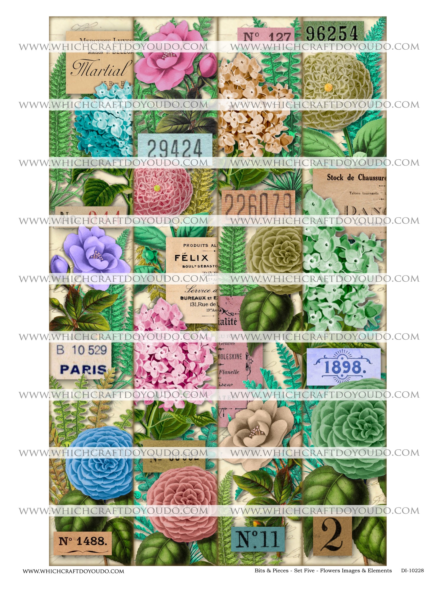 Bits & Pieces - Set Five - Flowers Images & Elements - DI-10228 - Digital Download