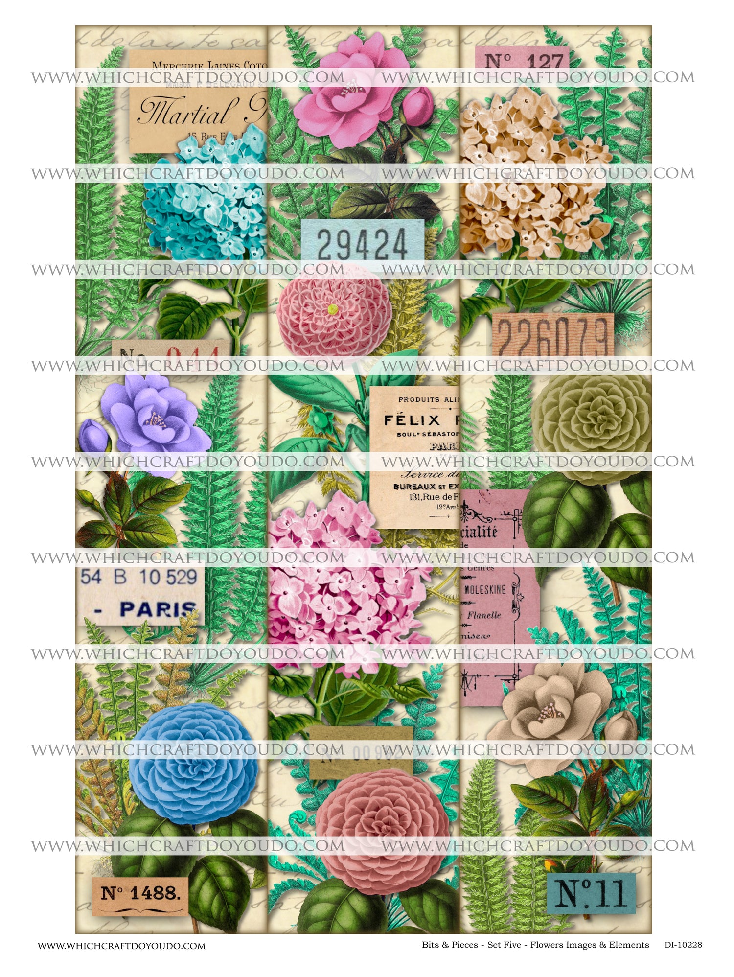 Bits & Pieces - Set Five - Flowers Images & Elements - DI-10228 - Digital Download
