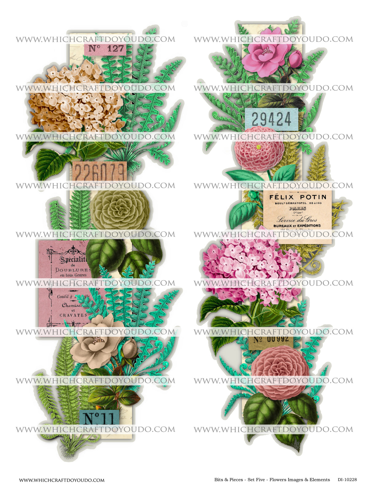 Bits & Pieces - Set Five - Flowers Images & Elements - DI-10228 - Digital Download
