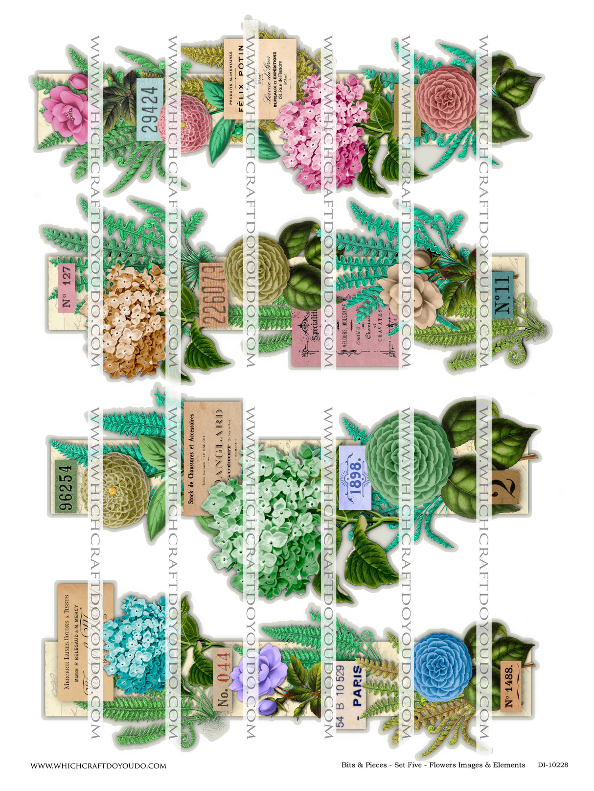 Bits & Pieces - Set Five - Flowers Images & Elements - DI-10228 - Digital Download