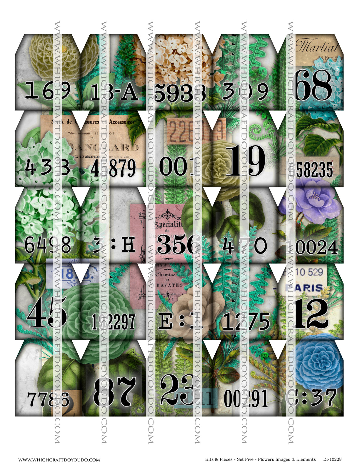 Bits & Pieces - Set Five - Flowers Images & Elements - DI-10228 - Digital Download