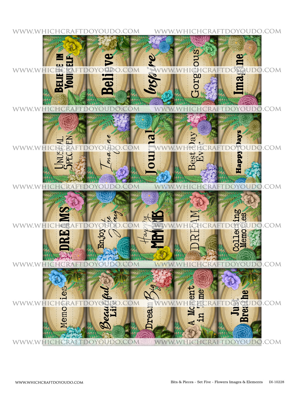 Bits & Pieces - Set Five - Flowers Images & Elements - DI-10228 - Digital Download