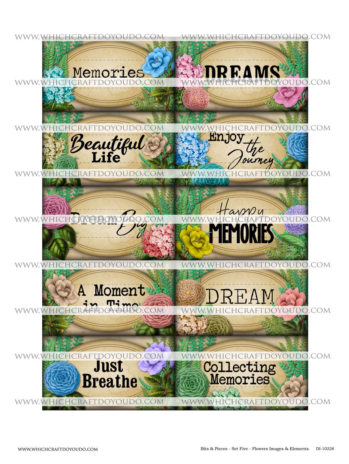 Bits & Pieces - Set Five - Flowers Images & Elements - DI-10228 - Digital Download