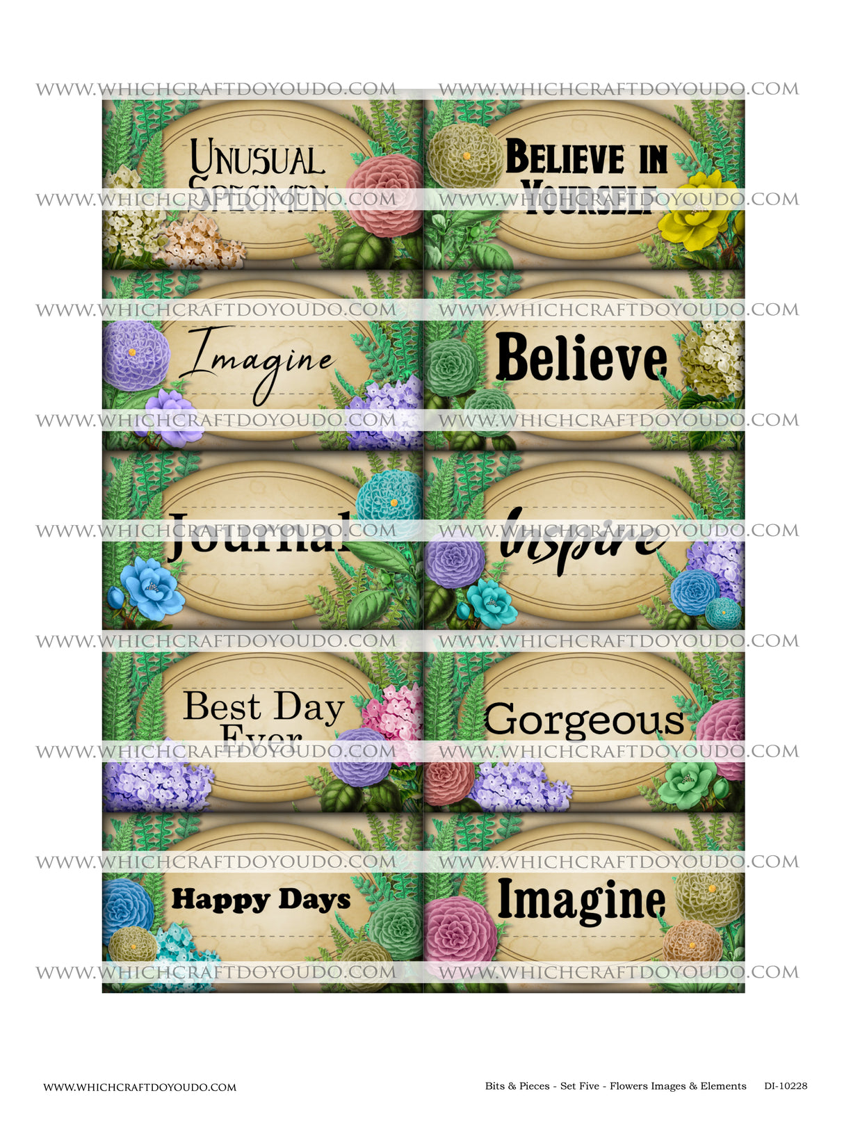 Bits & Pieces - Set Five - Flowers Images & Elements - DI-10228 - Digital Download