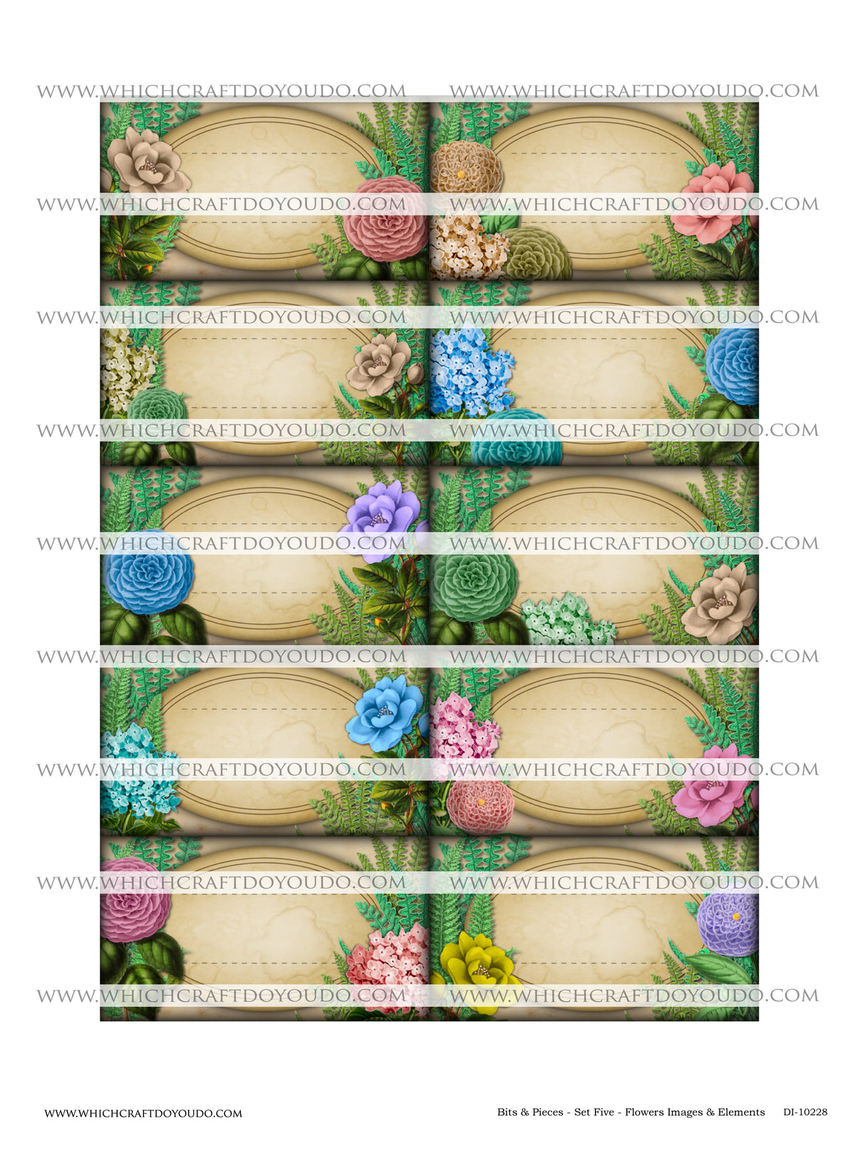 Bits & Pieces - Set Five - Flowers Images & Elements - DI-10228 - Digital Download