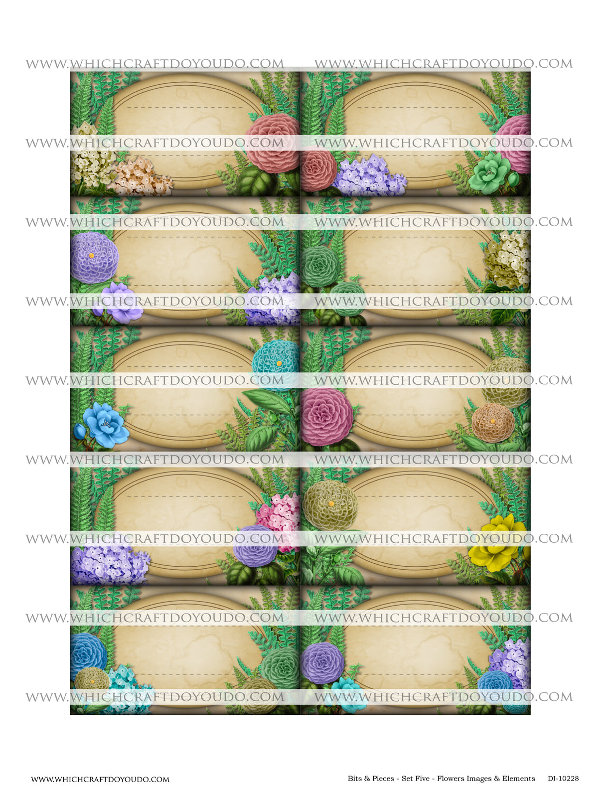 Bits & Pieces - Set Five - Flowers Images & Elements - DI-10228 - Digital Download