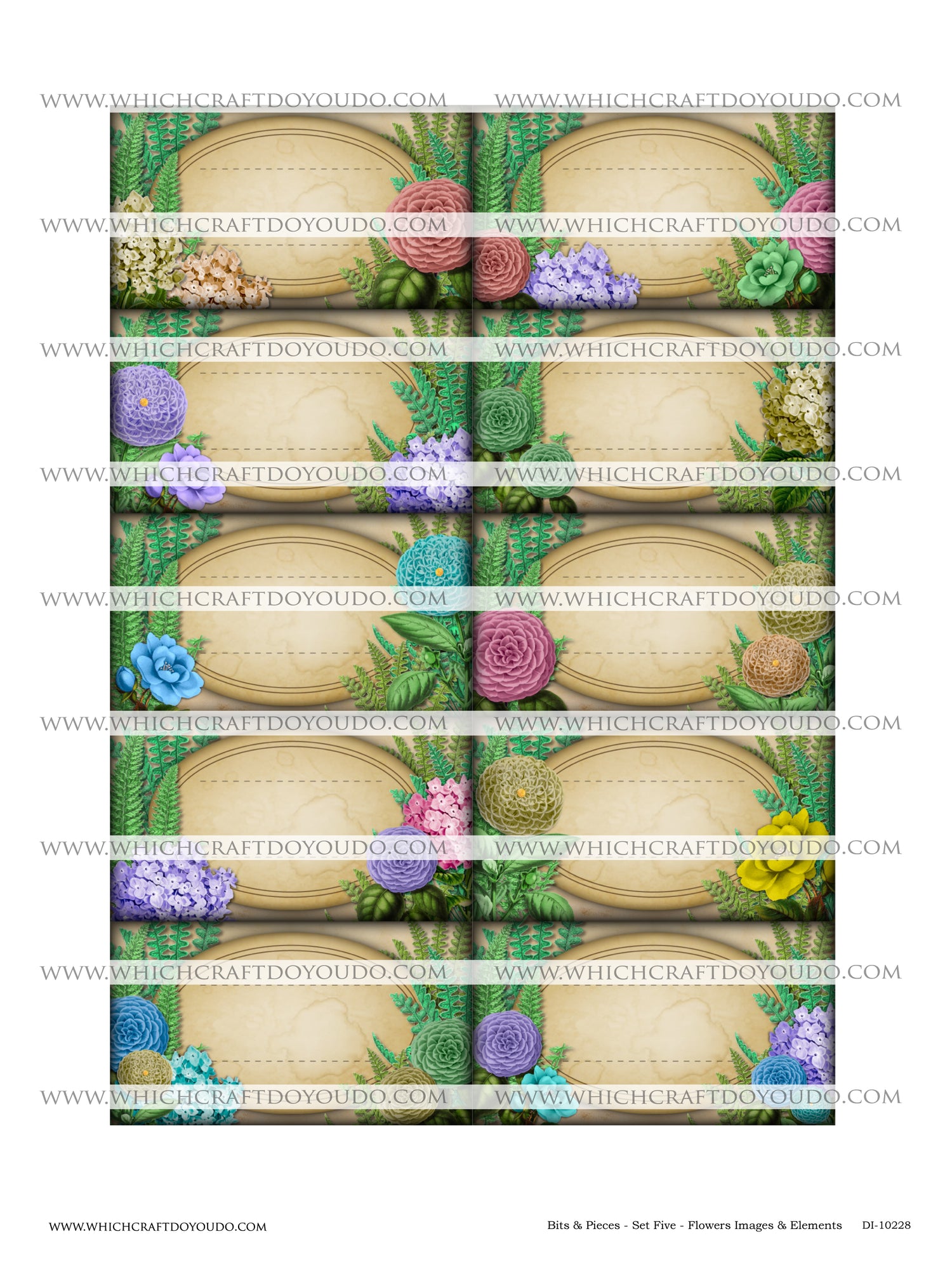Bits & Pieces - Set Five - Flowers Images & Elements - DI-10228 - Digital Download