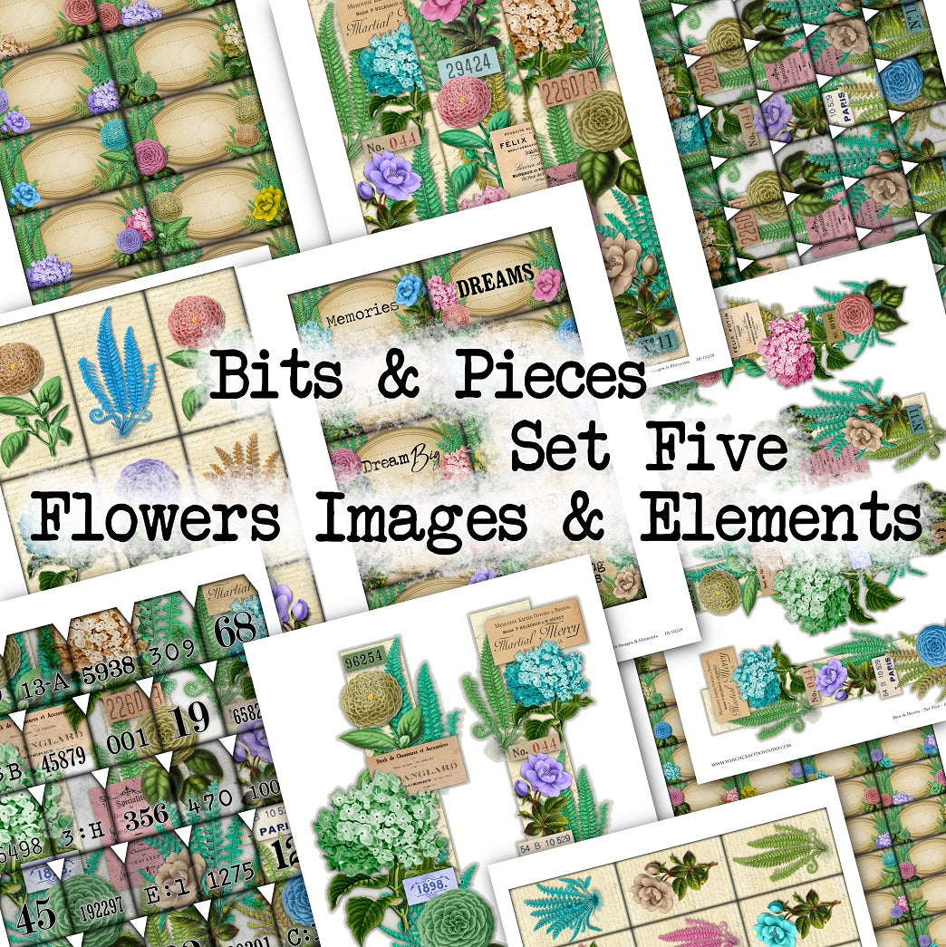 Bits & Pieces - Set Five - Flowers Images & Elements - DI-10228 - Digital Download