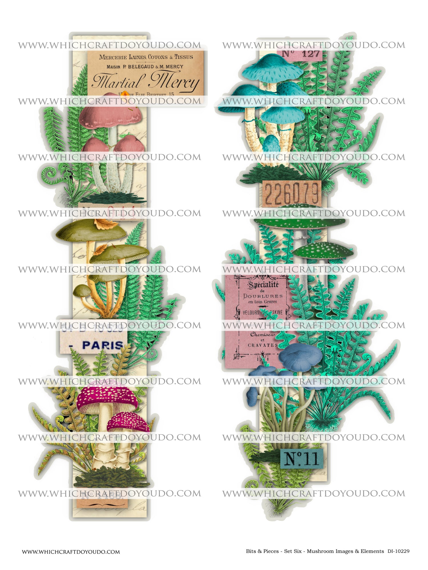 Bits & Pieces - Set Six - Mushrooms Images & Elements - DI-10229 - Digital Download
