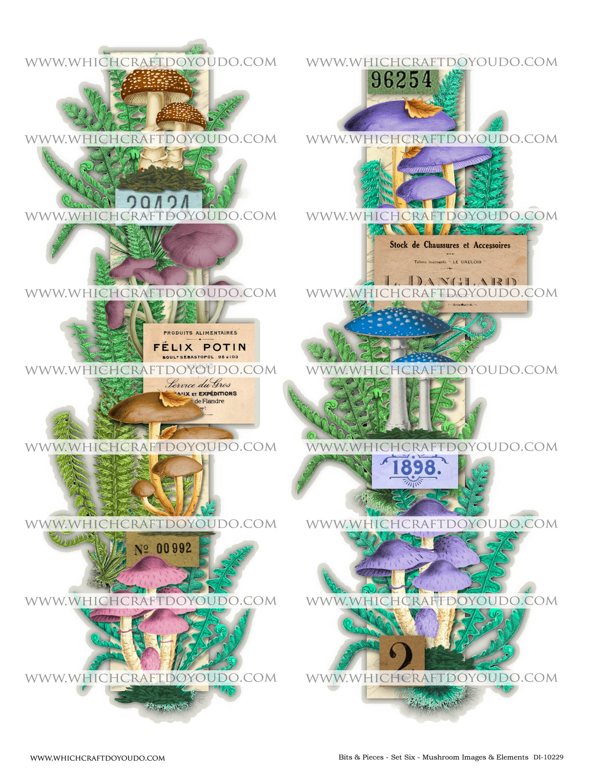 Bits & Pieces - Set Six - Mushrooms Images & Elements - DI-10229 - Digital Download