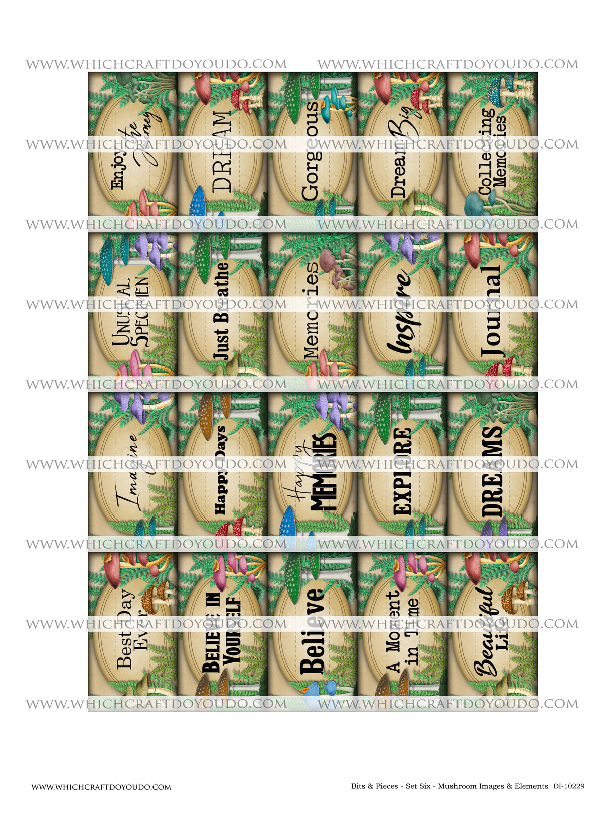 Bits & Pieces - Set Six - Mushrooms Images & Elements - DI-10229 - Digital Download