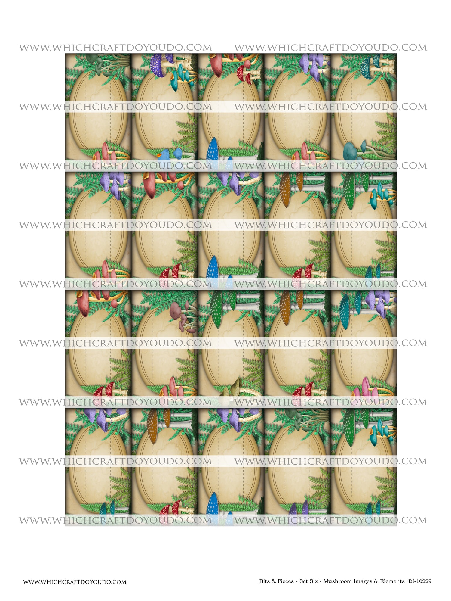 Bits & Pieces - Set Six - Mushrooms Images & Elements - DI-10229 - Digital Download