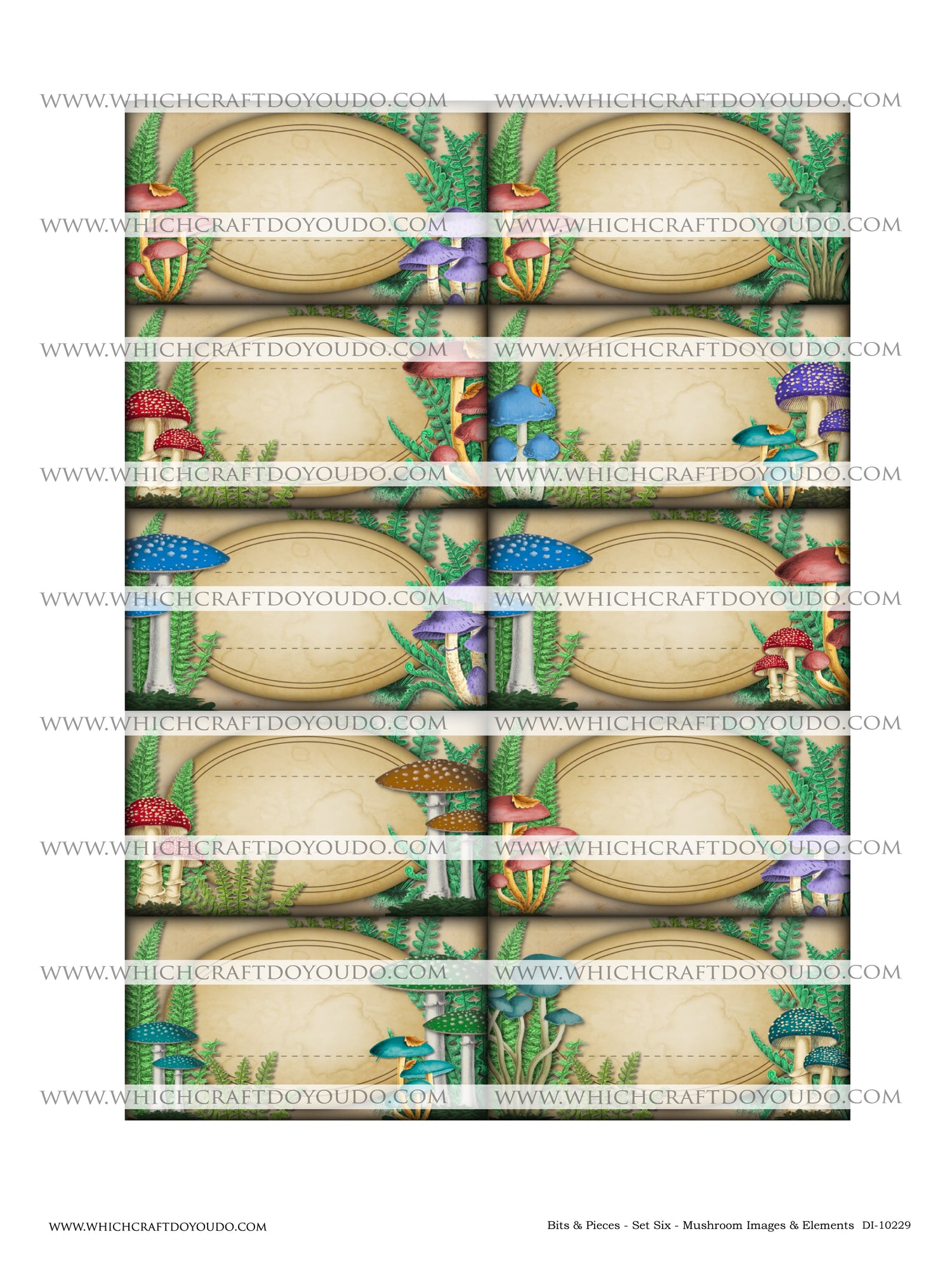 Bits & Pieces - Set Six - Mushrooms Images & Elements - DI-10229 - Digital Download