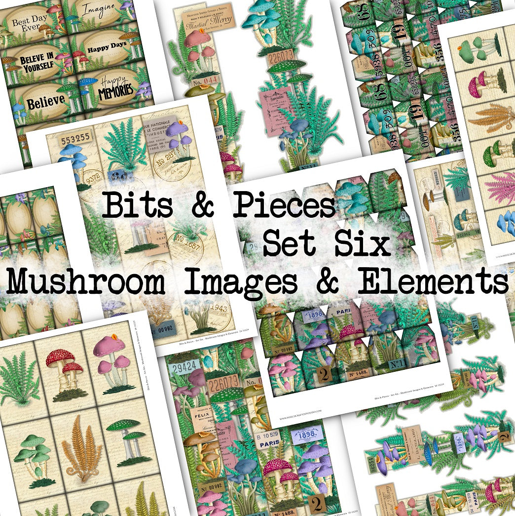 Bits & Pieces - Set Six - Mushrooms Images & Elements - DI-10229 - Digital Download