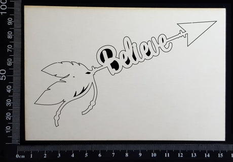 Boho Word Arrow - Believe - White Chipboard