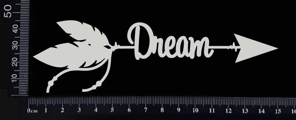 Boho Word Arrow - Dream - White Chipboard