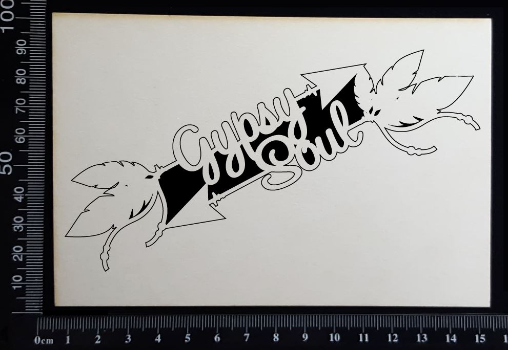 Boho Word Arrow - Gypsy Soul - White Chipboard