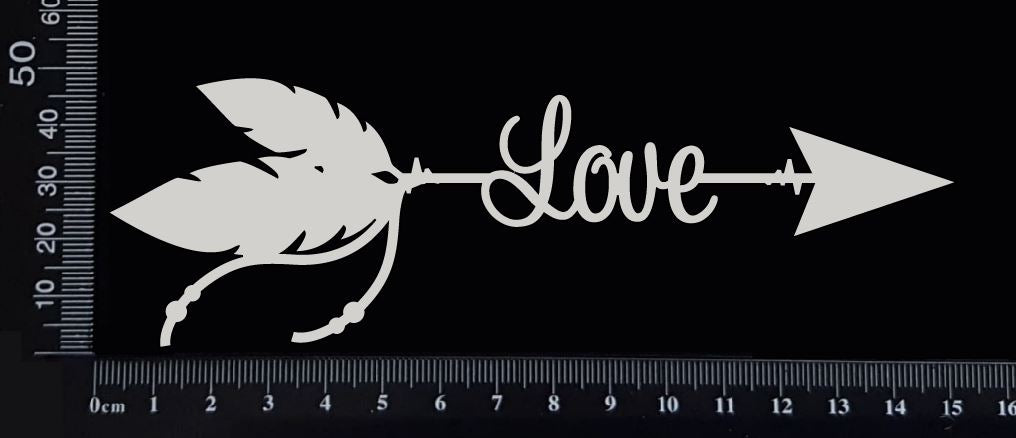 Boho Word Arrow - Love - White Chipboard