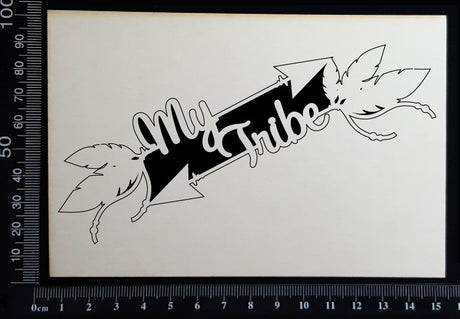 Boho Word Arrow - My Tribe - White Chipboard