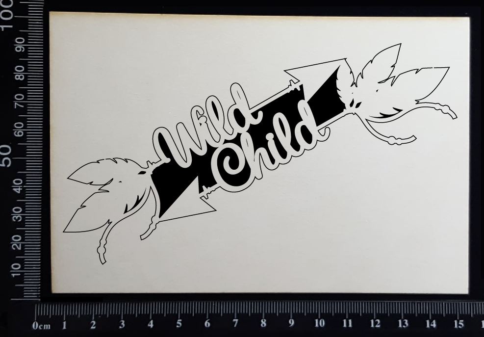 Boho Word Arrow - Wild Child - White Chipboard