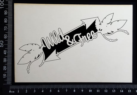 Boho Word Arrow - Wild & Free - White Chipboard