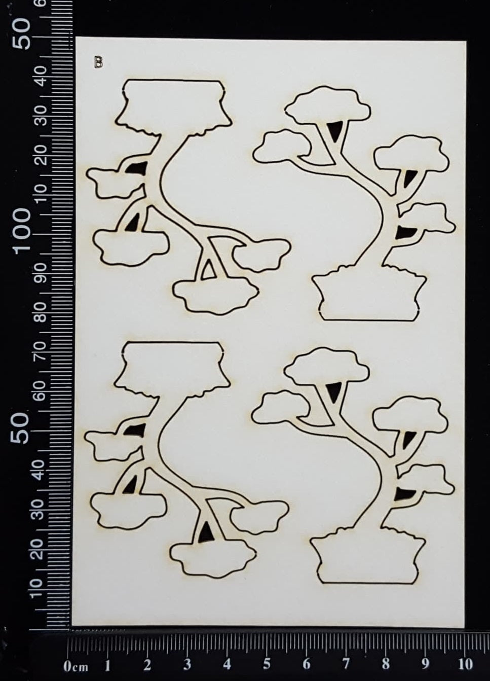 Bonsai Tree - B - Set of 4 - Small - White Chipboard