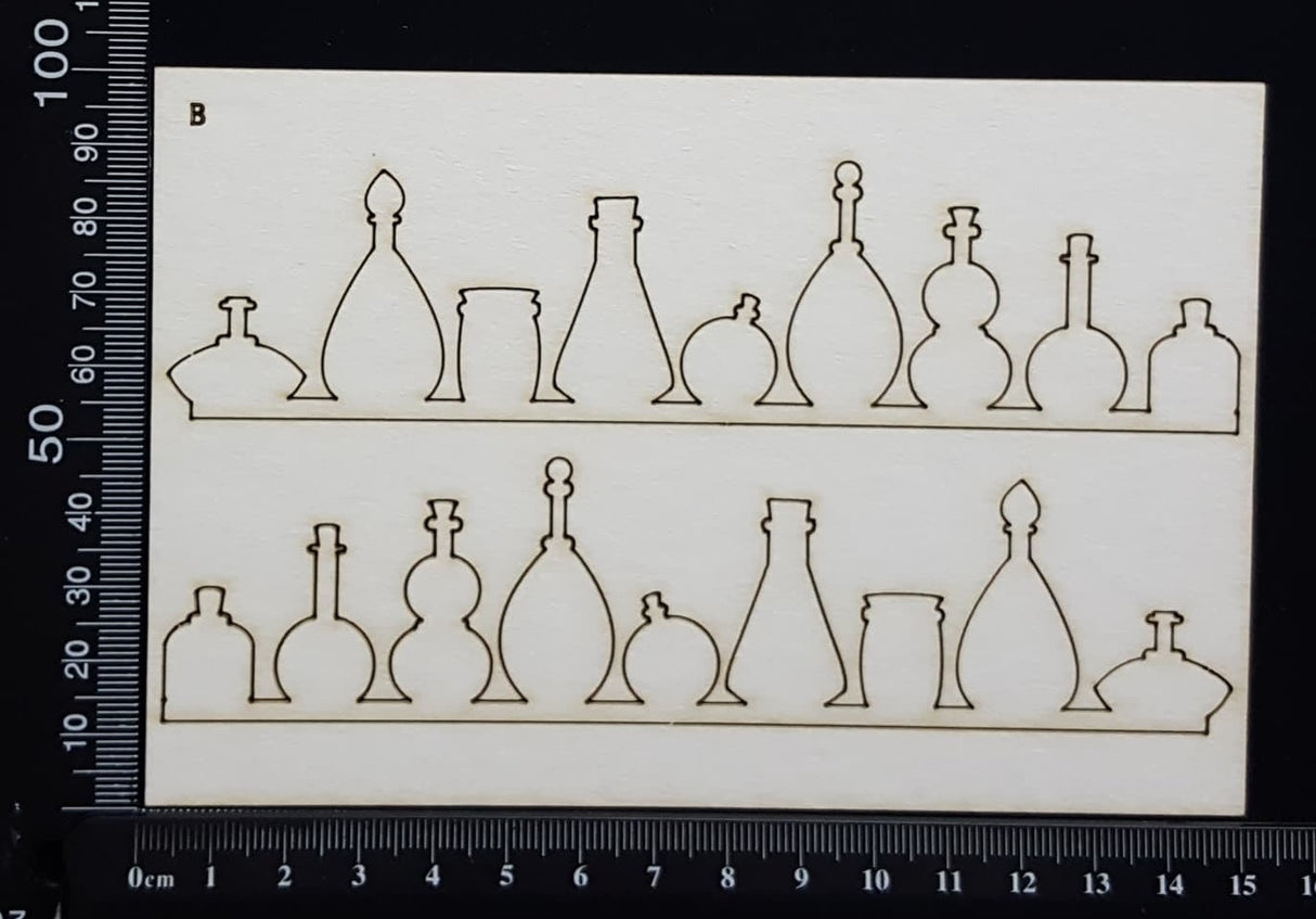 Bottles Border Set - B - Small - White Chipboard