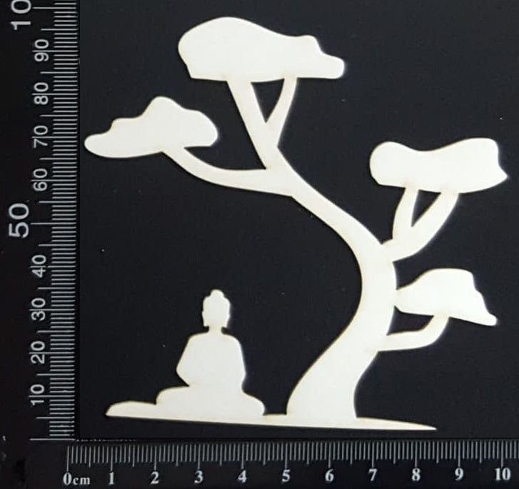 Buddha Under a Tree - B - White Chipboard