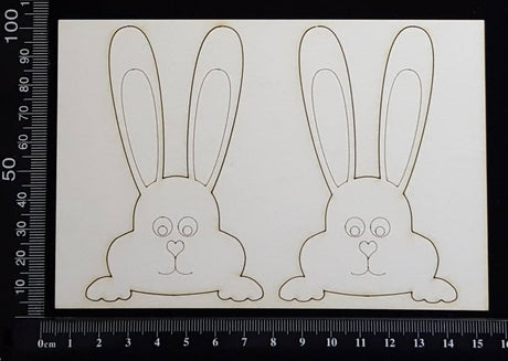 Easter Bunny - Set of 2 - Small - White Chipboard
