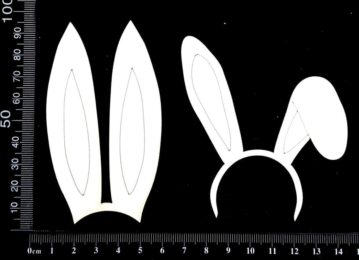 Bunny Ears Set - B - Large - White Chipboard