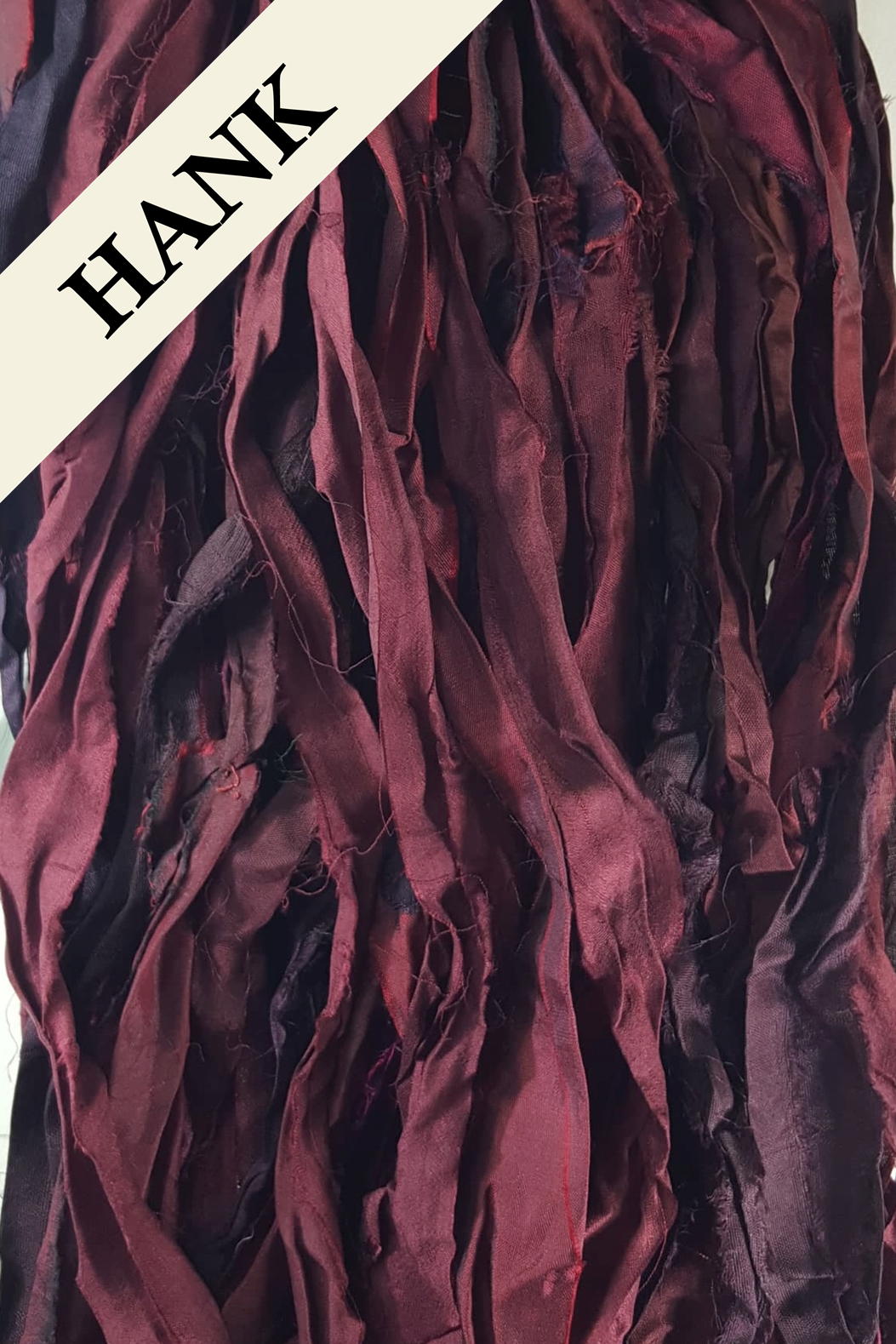 Reclaimed Sari Silk Ribbon - Burgundy - Hank