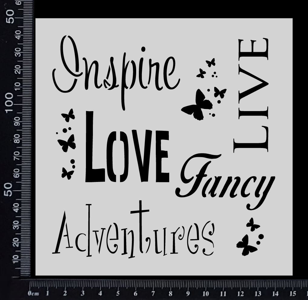 Butterfly Words - Stencil - 150mm x 150mm