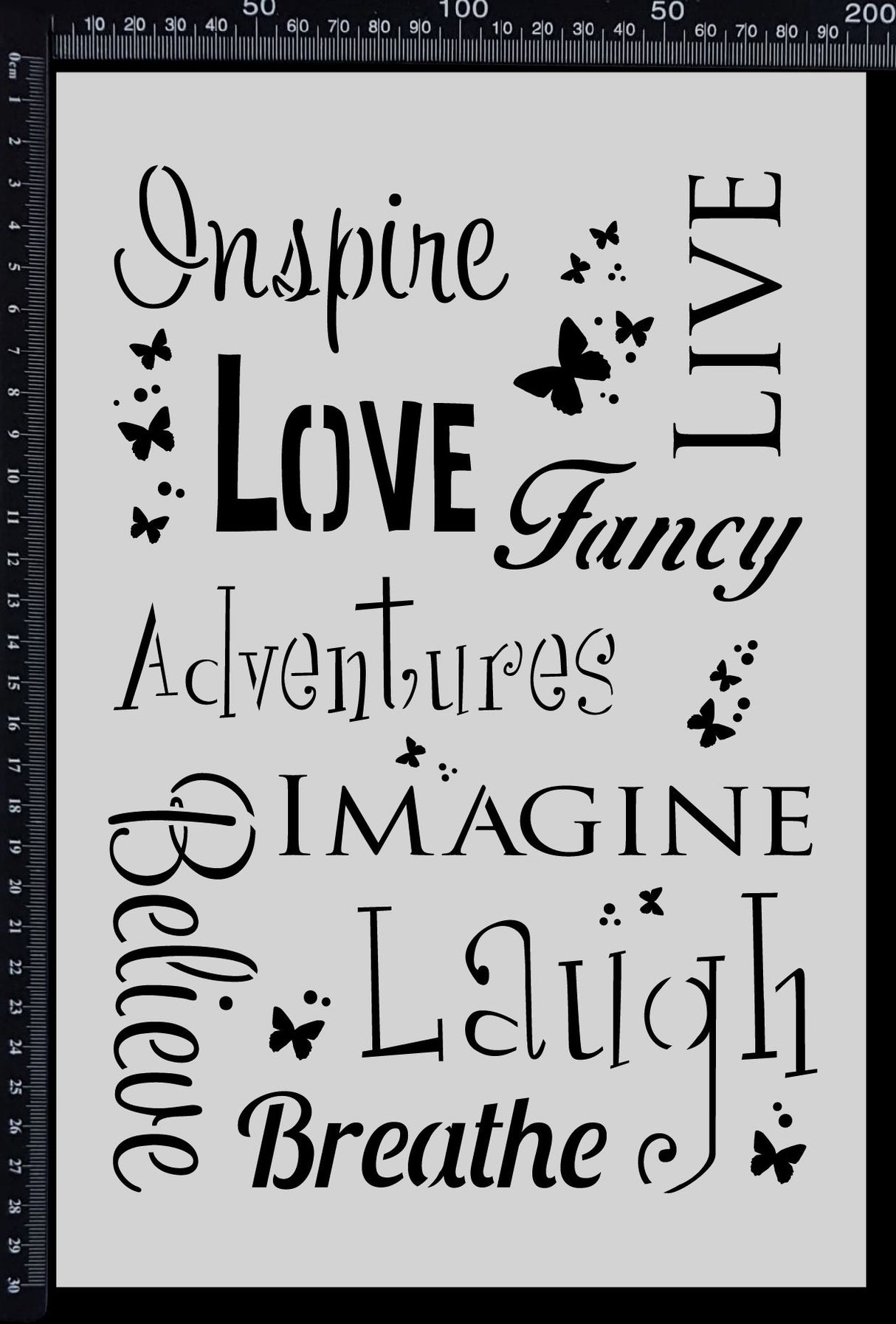 Butterfly Words - Stencil - 200mm x 300mm
