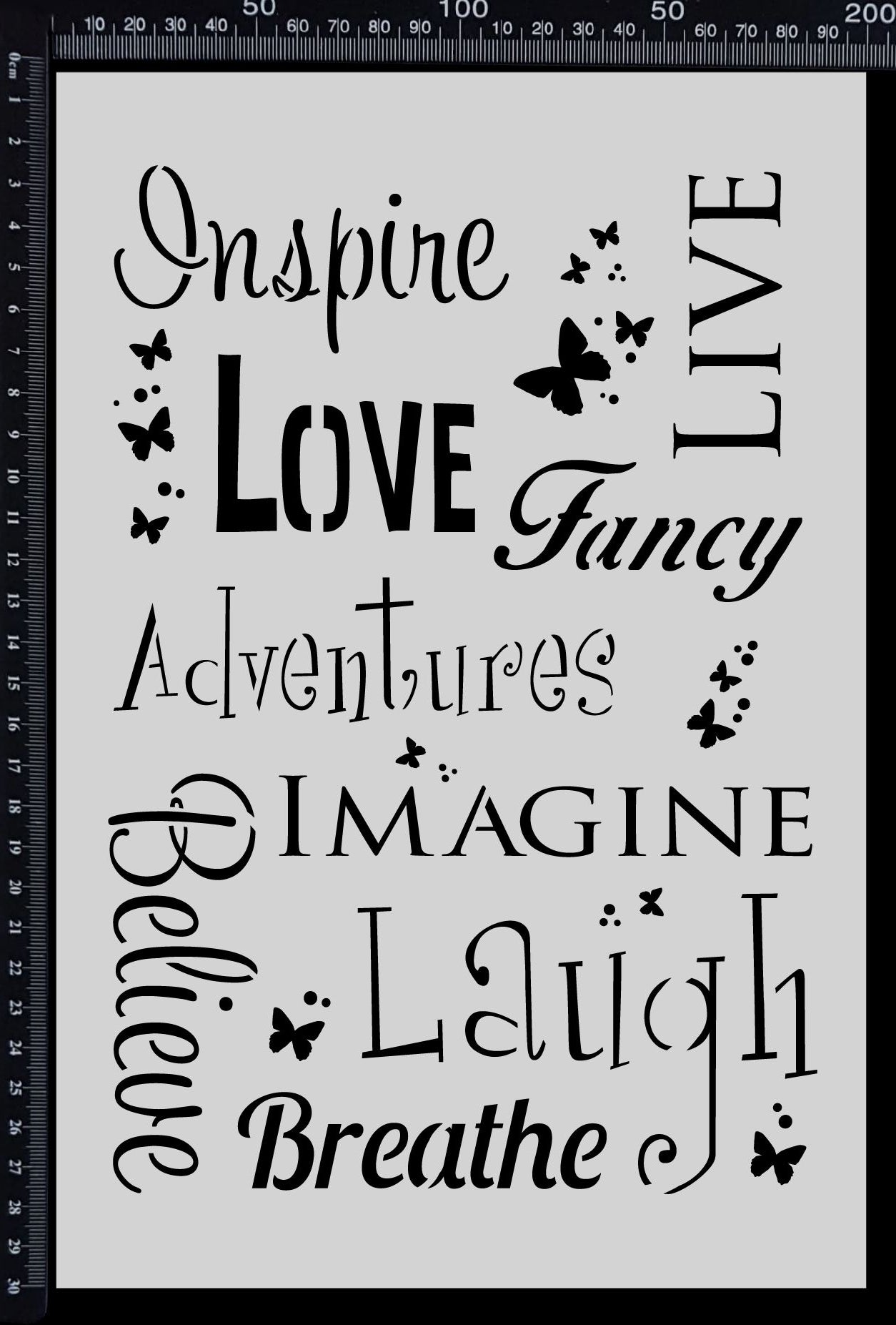 Butterfly Words - Stencil - 200mm x 300mm