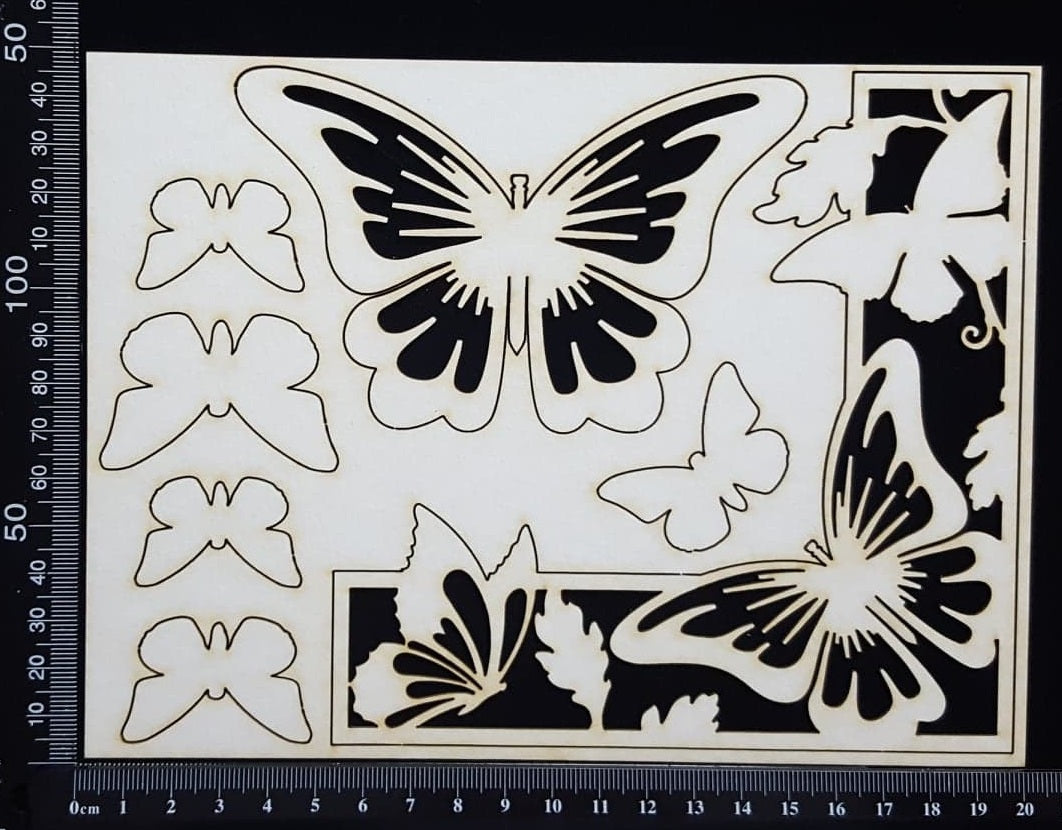 Butterfly Corner Set - A - White Chipboard