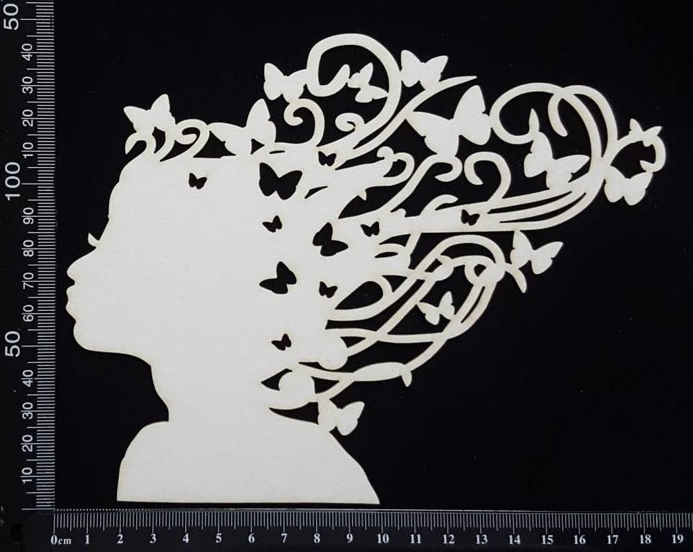 Butterfly Girl - B - Large - White Chipboard