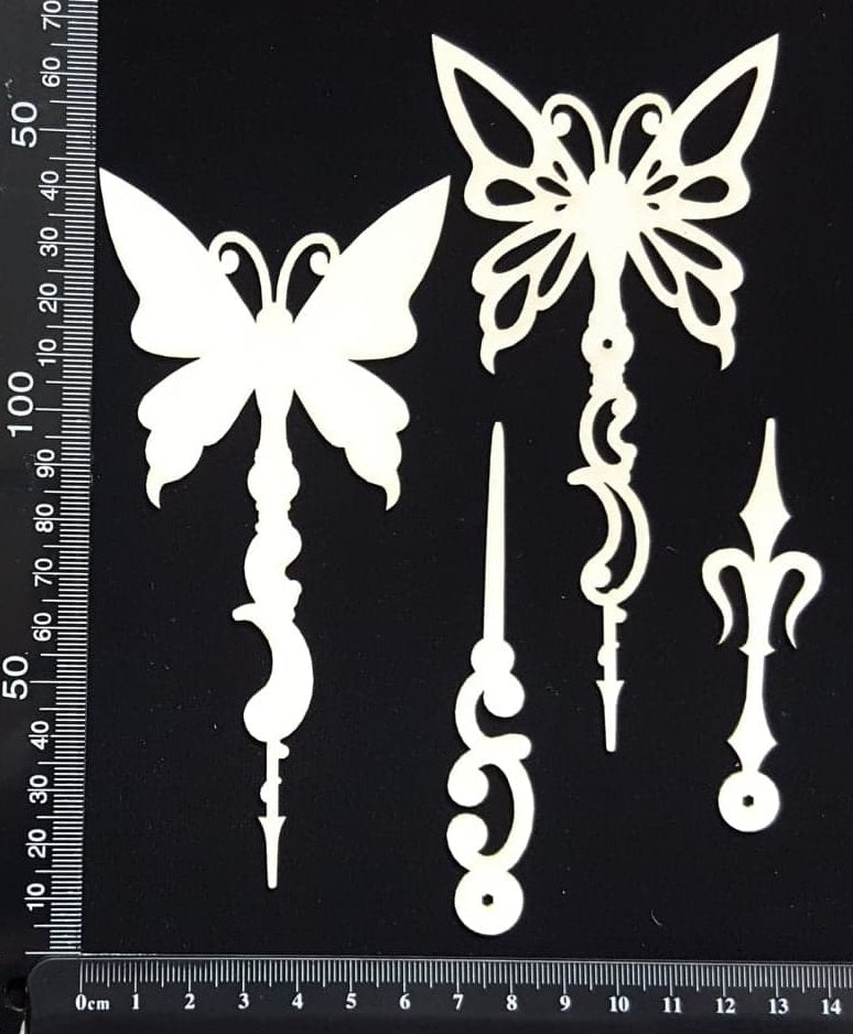 Butterfly Pins Set - D - Layering Set - White Chipboard