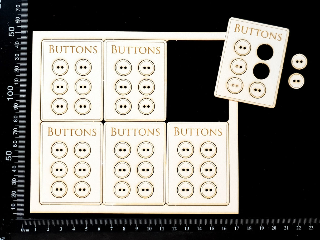 Set of 6 White Chipboard Button Cards