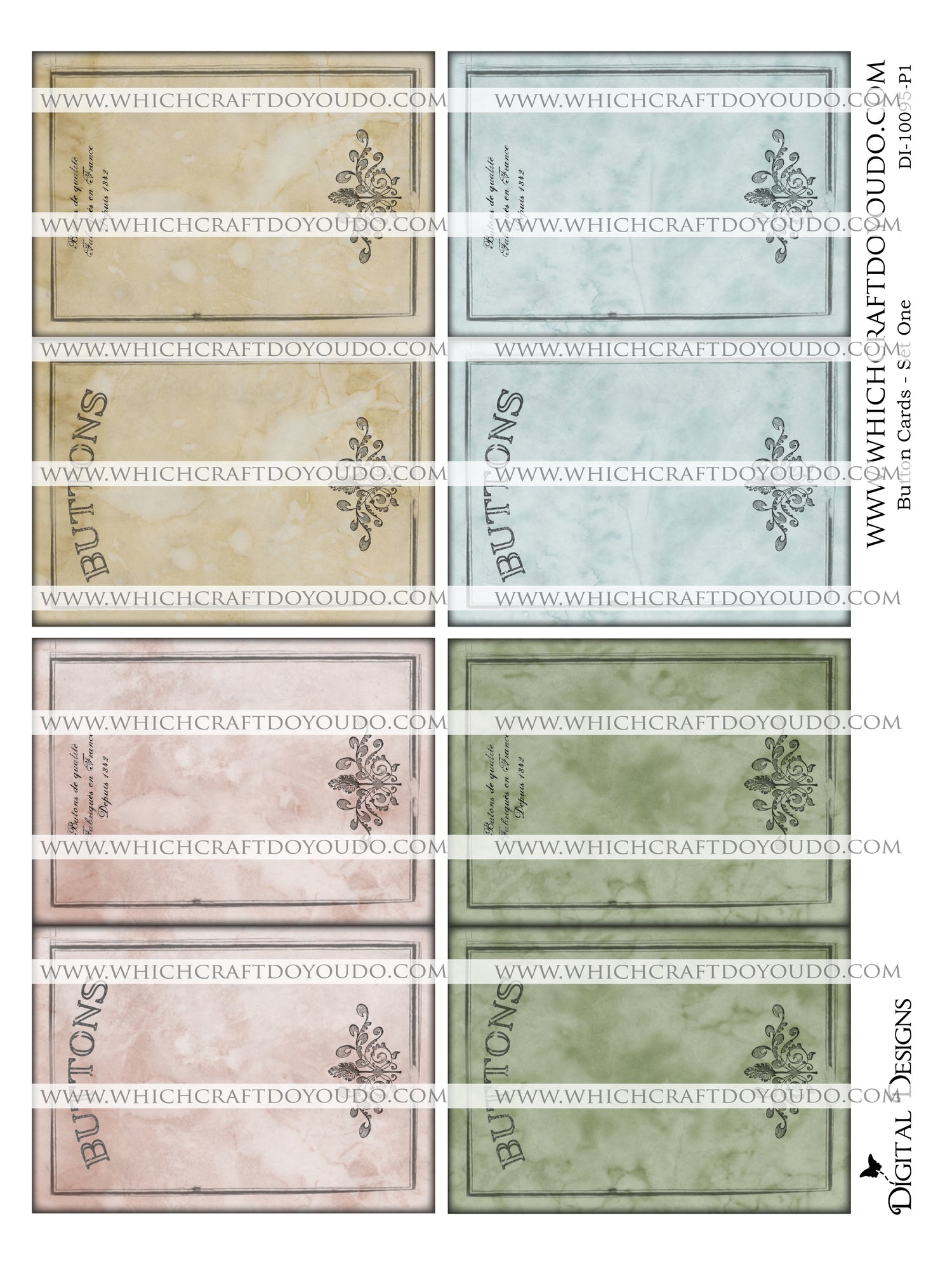 Button Cards Set One - DI-10095 - Digital Download