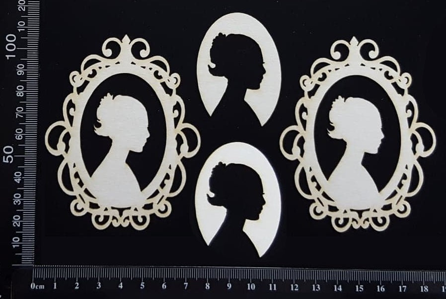 Cameo Set - B - Small - White Chipboard