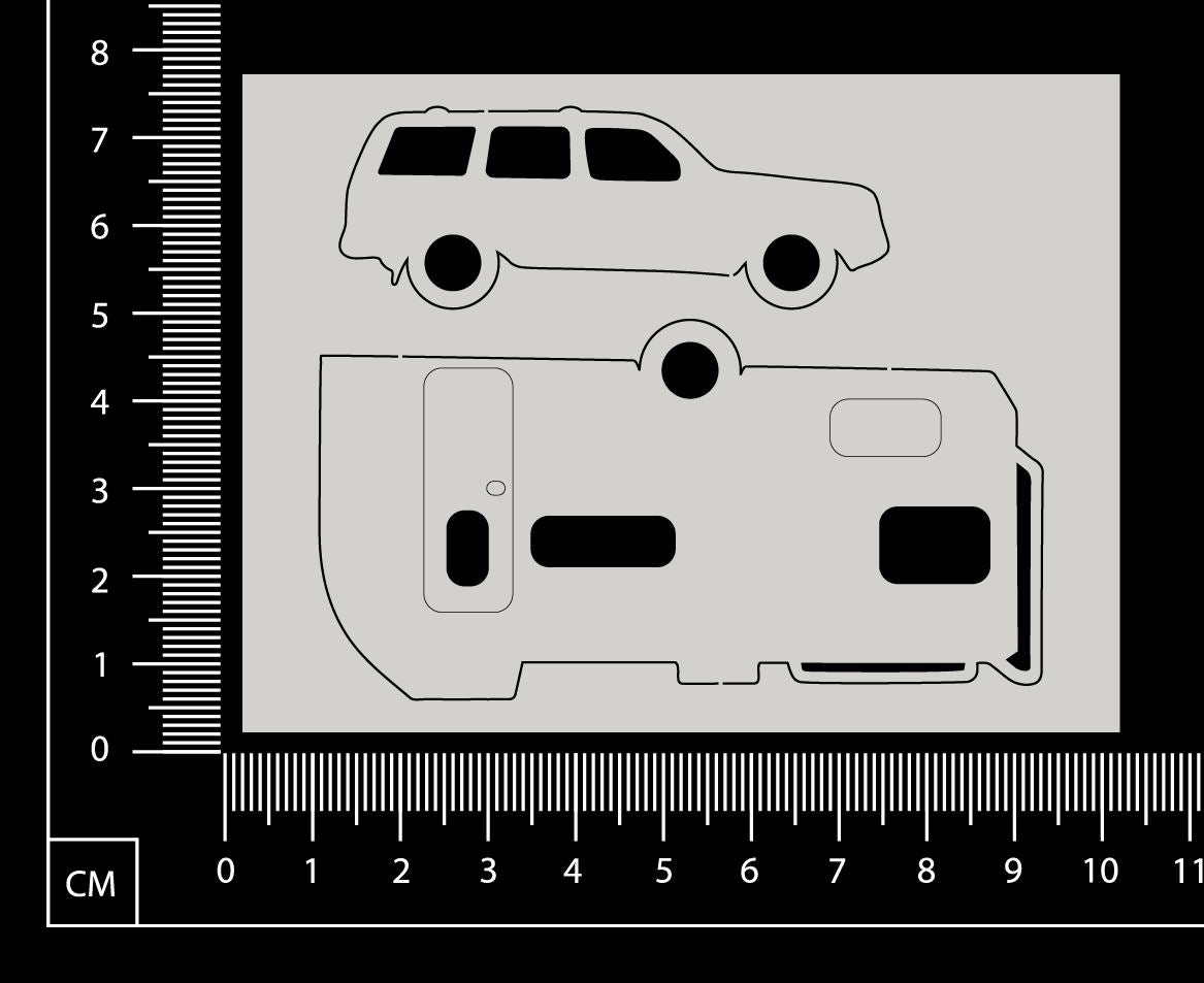 Car and Caravan - D - White Chipboard