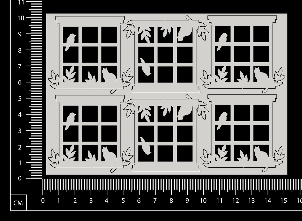 Cat in a Window Set - C - White Chipboard