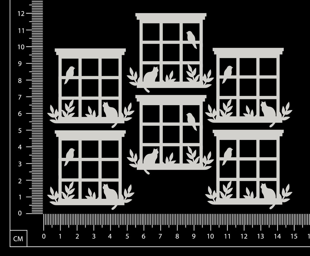 Cat in a Window Set - C - White Chipboard